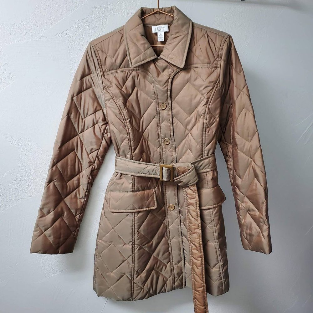 ANN TAYLOR LOFT | Quilted Metallic Trench Coat